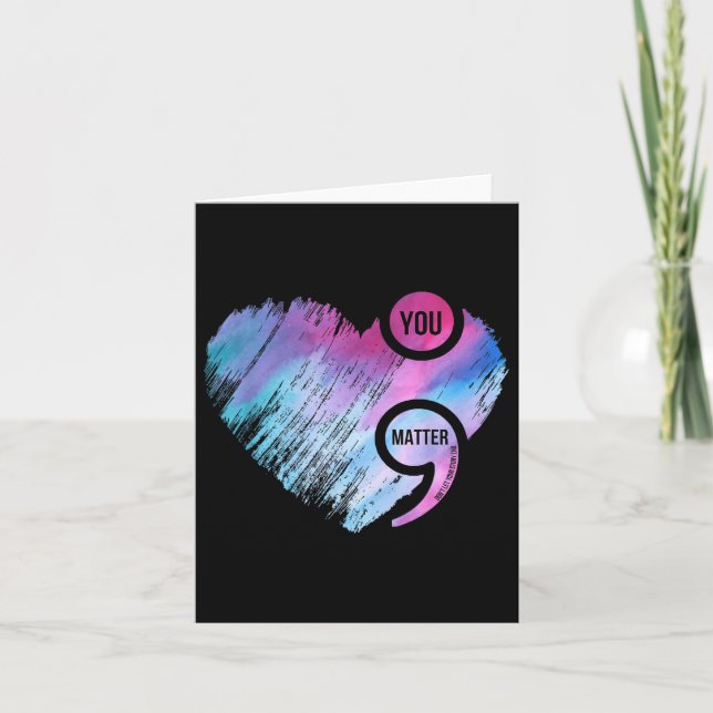 Heart Semicolon Project Suicide Prevention Awarene Card (Front)