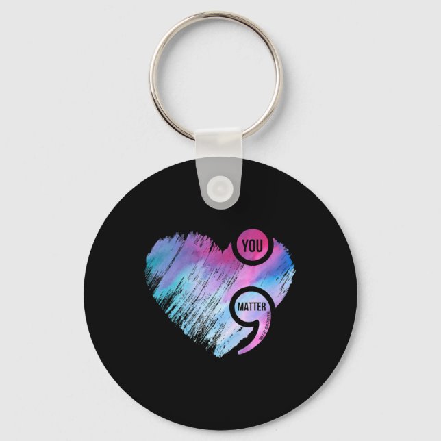 Heart Semicolon Project Suicide Prevention Awarene Key Ring (Front)