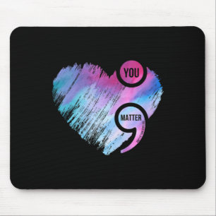 Heart Semicolon Project Suicide Prevention Awarene Mouse Pad