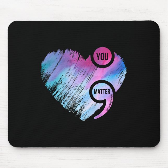 Heart Semicolon Project Suicide Prevention Awarene Mouse Pad (Front)