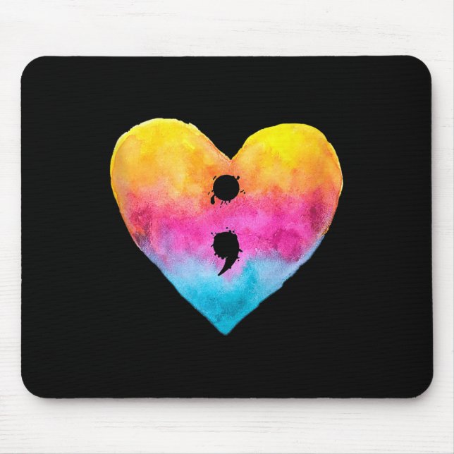 Heart Semicolon Project Suicide Prevention Mental  Mouse Pad (Front)