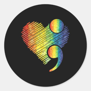 Heart Semicolon Suicide Mental Health Awareness Pr Classic Round Sticker