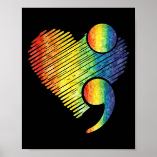 Heart Semicolon Suicide Mental Health Awareness Pr Poster