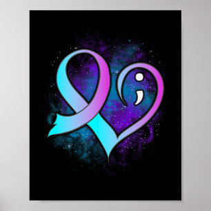 Heart Semicolon Suicide Prevention Mental Health A Poster