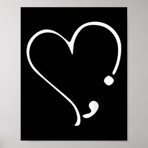 Heart Semicolon This Too Shall Mental Health Poster