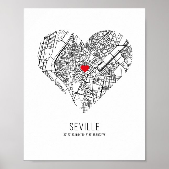 Heart Seville City Map (Spain) Poster (Front)
