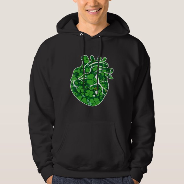 Heart Shamrock Cardiac Nurse St Patricks Day Irish Hoodie (Front)