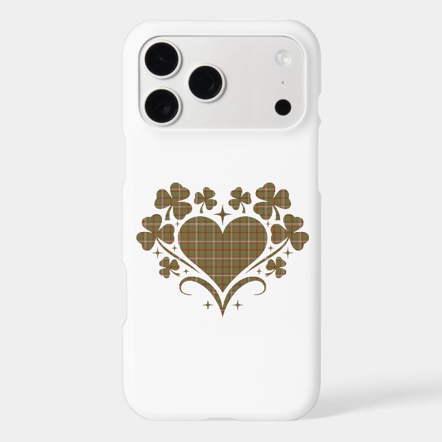 Heart Shamrock Plaid Olive Clover iPhone Case (Back)