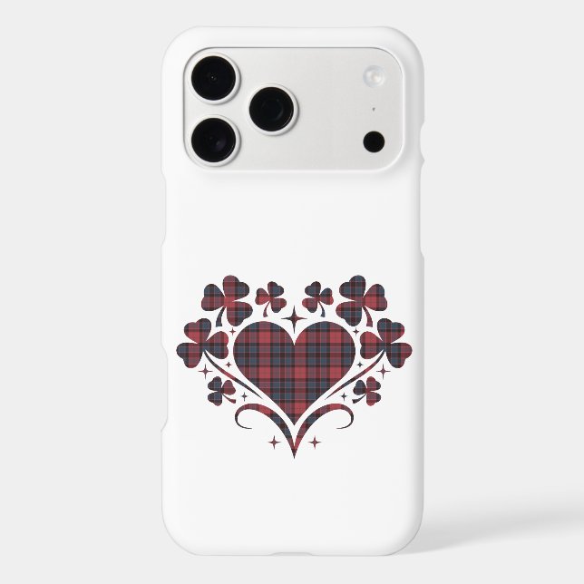 Heart Shamrock Plaid Red Clover iPhone Case (Back)