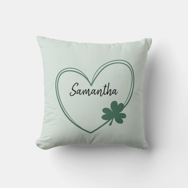Heart Shamrock St Patrick's Day   Cushion (Front)