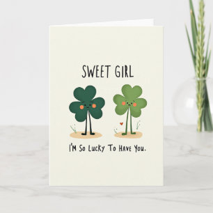 Heart Shamrock Sweet Girl Card
