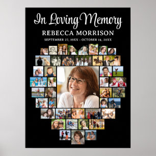 Heart Shape 44 Photos Funeral Memorial Poster