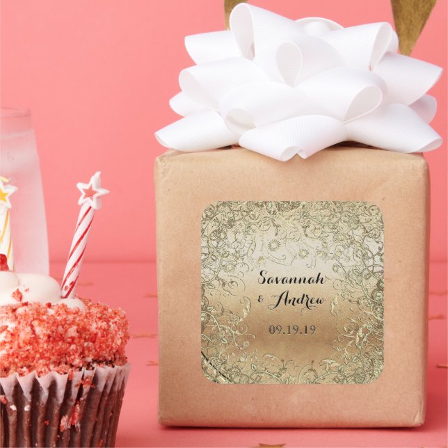 Heart Shape Black and Gold Wedding Seal (Party)