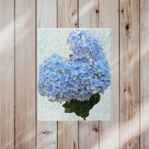 Heart Shape Blue Hydrangea Jigsaw Puzzle