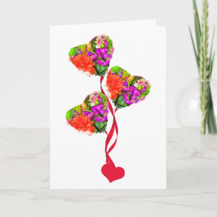 Heart Shape Bouquet of Summer Flowers Card