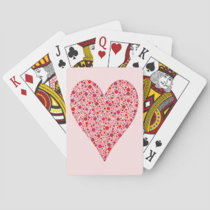 Heart Shape Crimson Polka Dots on Pink Playing Cards