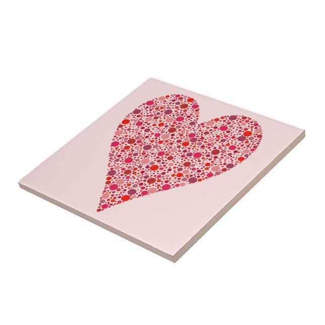 Heart Shape Crimson Polka Dots on Pink Tile (Side)