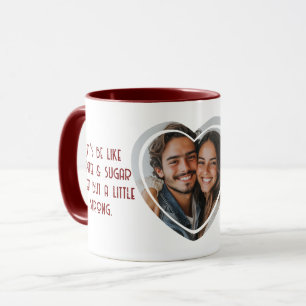 Heart Shape Custom Photo Names and Love Quote Red Mug