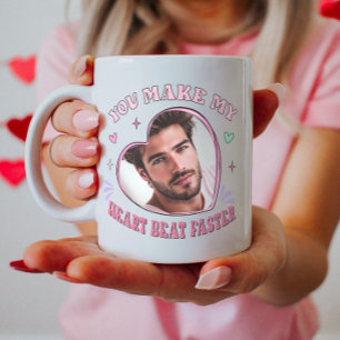 Heart Shape Custom Photo Valentine, Heartbeat  Coffee Mug