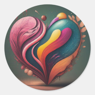 Heart Shape Design Classic Round Sticker