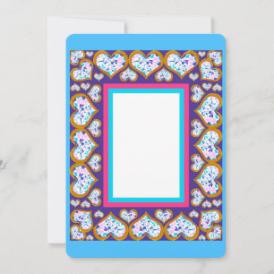Heart shape diamonds gold photo frame invitation