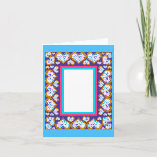 Heart shape diamonds in gold photo frame notecard