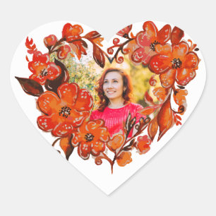 Heart Shape Floral Photo Frame Sticker