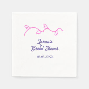 heart shape floral pink purple bridal shower trend napkin