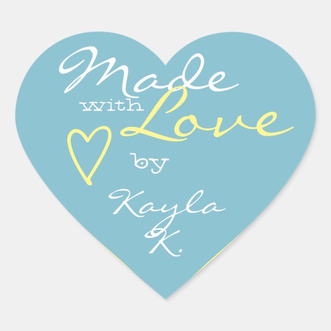 Heart Shape Frame Pastel Sky Blue Made with Love Sticker (Front)