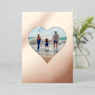 Heart Shape Frame Photo Customisable Picture Real Foil Holiday Card