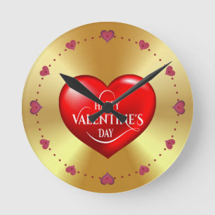 Heart Shape Happy Valentine's day! Round Clock