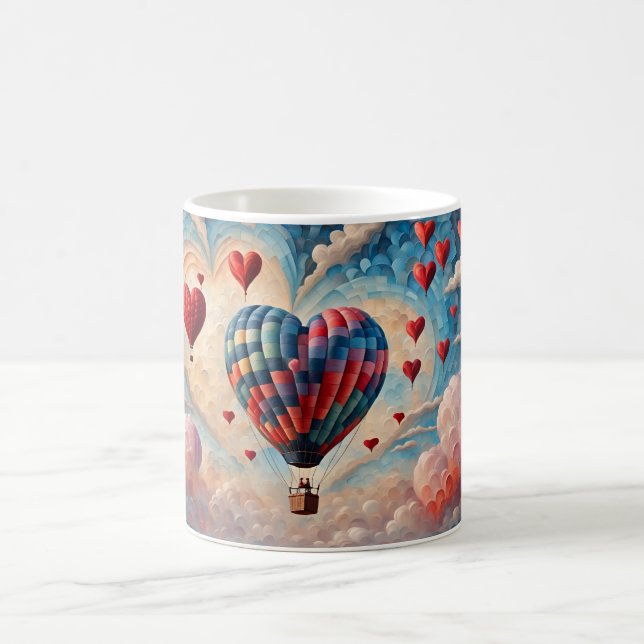 Heart Shape Hot Air Balloon  Coffee Mug (Center)