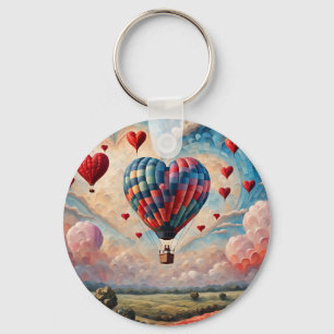 Heart Shape Hot Air Balloon  Key Ring