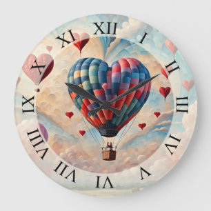 Heart Shape Hot Air Balloon Large Clock