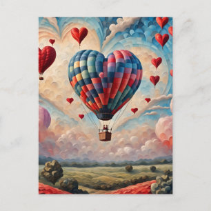 Heart Shape Hot Air Balloon Postcard