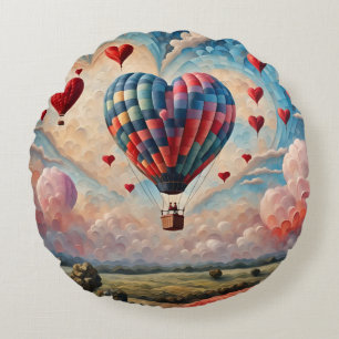 Heart Shape Hot Air Balloon  Round Cushion
