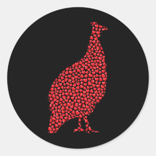 Heart Shape Love Guinea Fowl Bird Valentine's Day Classic Round Sticker