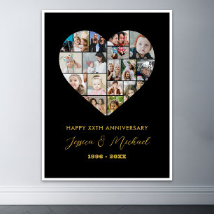 Heart Shape Love Photo Collage Wedding Anniversary Poster