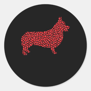 Heart Shape Love Welsh Corgi Dog Valentine's Day M Classic Round Sticker