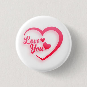 Heart shape Love You 3 Cm Round Badge