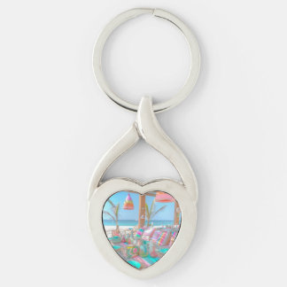 Heart Shape Metal Keychain – Colourful Summer
