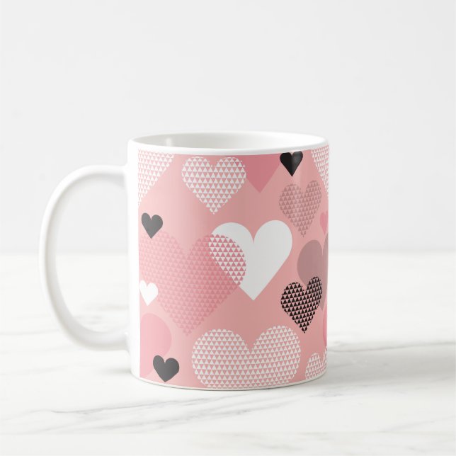 Heart shape modern seamless pattern in geometry st coffee mug (Left)