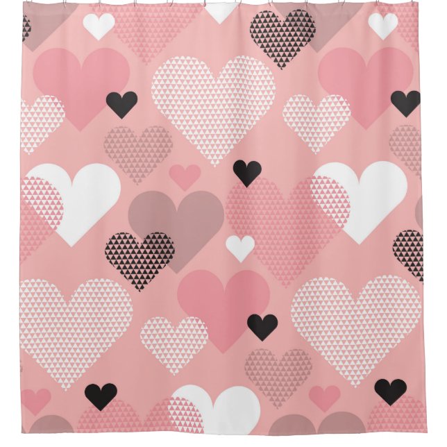 Heart shape modern seamless pattern in geometry st shower curtain (Front)