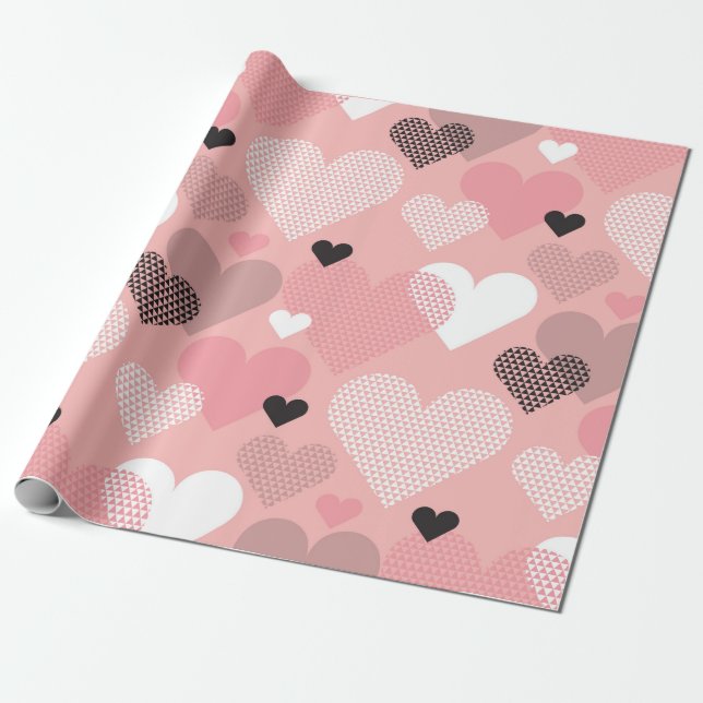 Heart shape modern seamless pattern in geometry st wrapping paper (Unrolled)