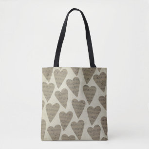 Heart shape music note musician musical tote bag