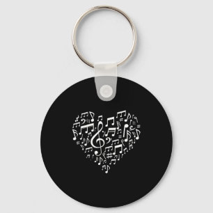 Heart Shape Musical Notes Music Lovers Gift Valent Key Ring