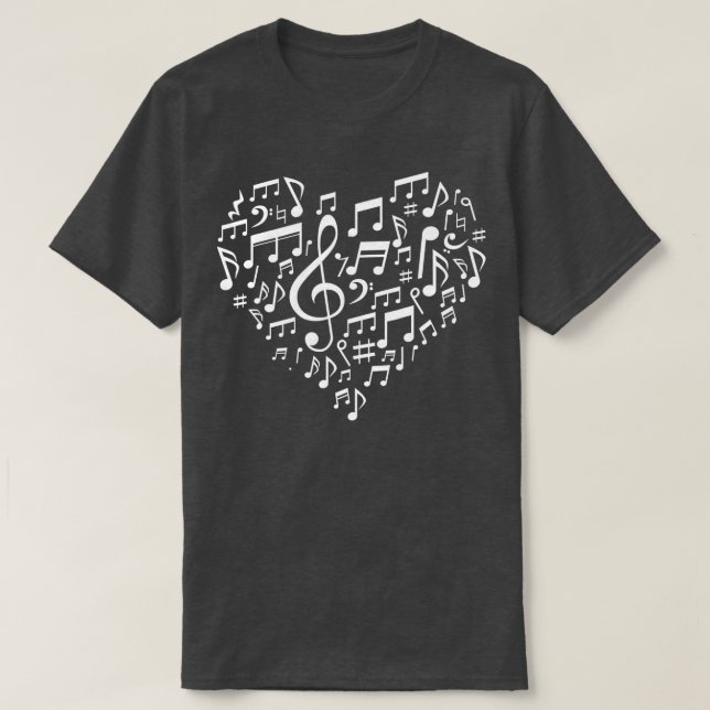 Heart Shape Musical Notes Music lovers Gifts Valen T-Shirt (Design Front)
