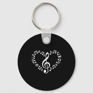 Heart Shape Musical Notes Music Lovers Happy Valen Key Ring