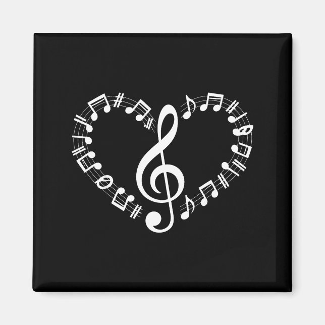 Heart Shape Musical Notes Music Lovers Happy Valen Magnet (Front)