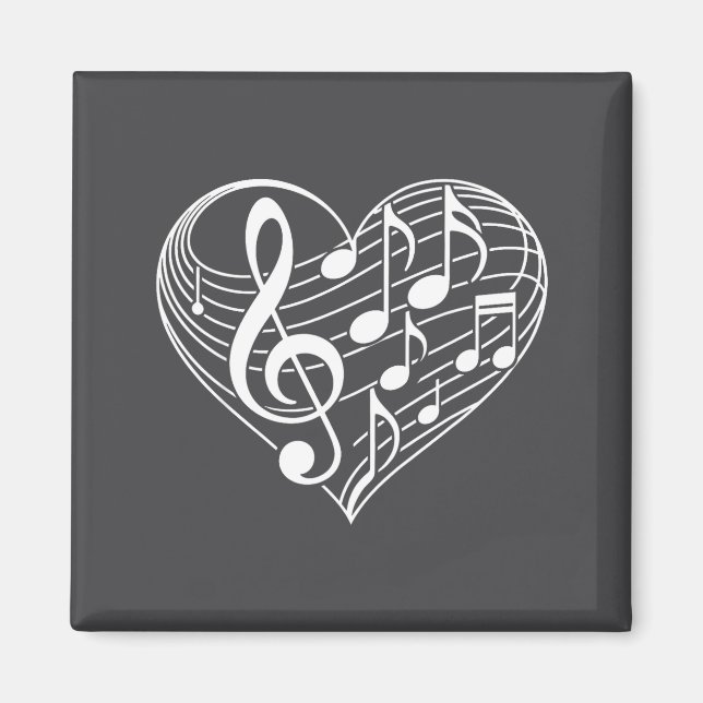 Heart Shape Musical Notes Valentine's Day Men Wome Magnet (Front)